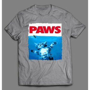 SHARK MOVIE PARODY "PAWS" OLDSKOOL ART SHIRT *